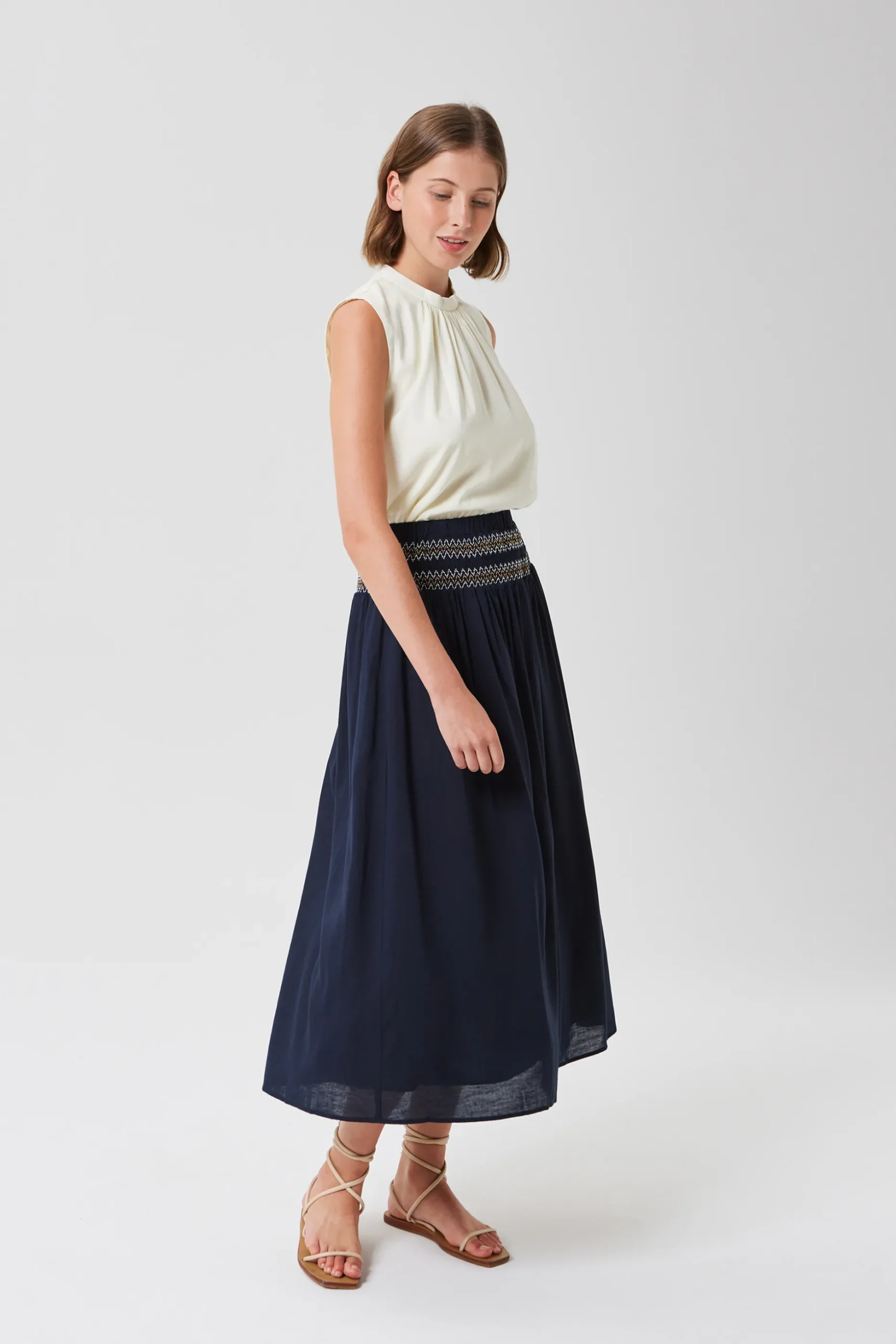 Smocked Gathered Maxi Skirt