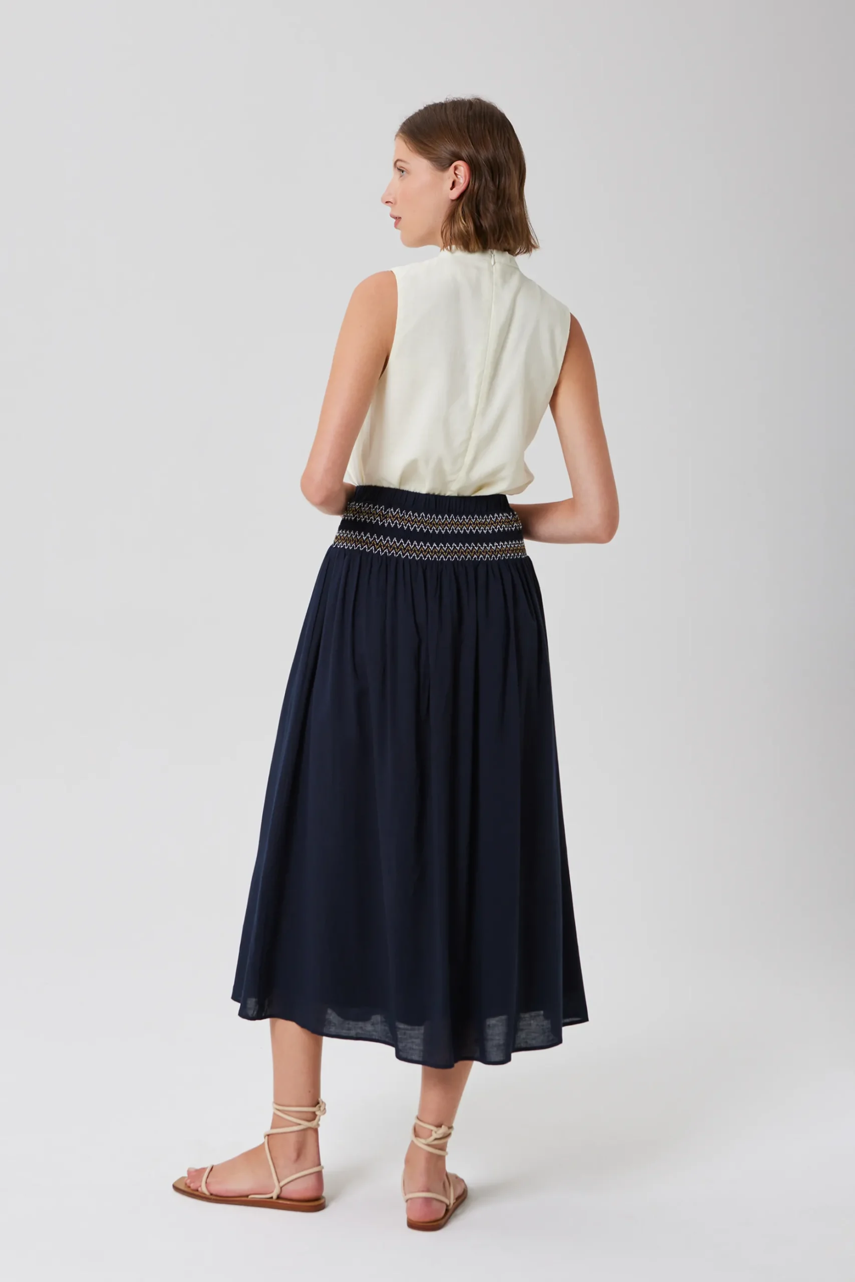 Smocked Gathered Maxi Skirt