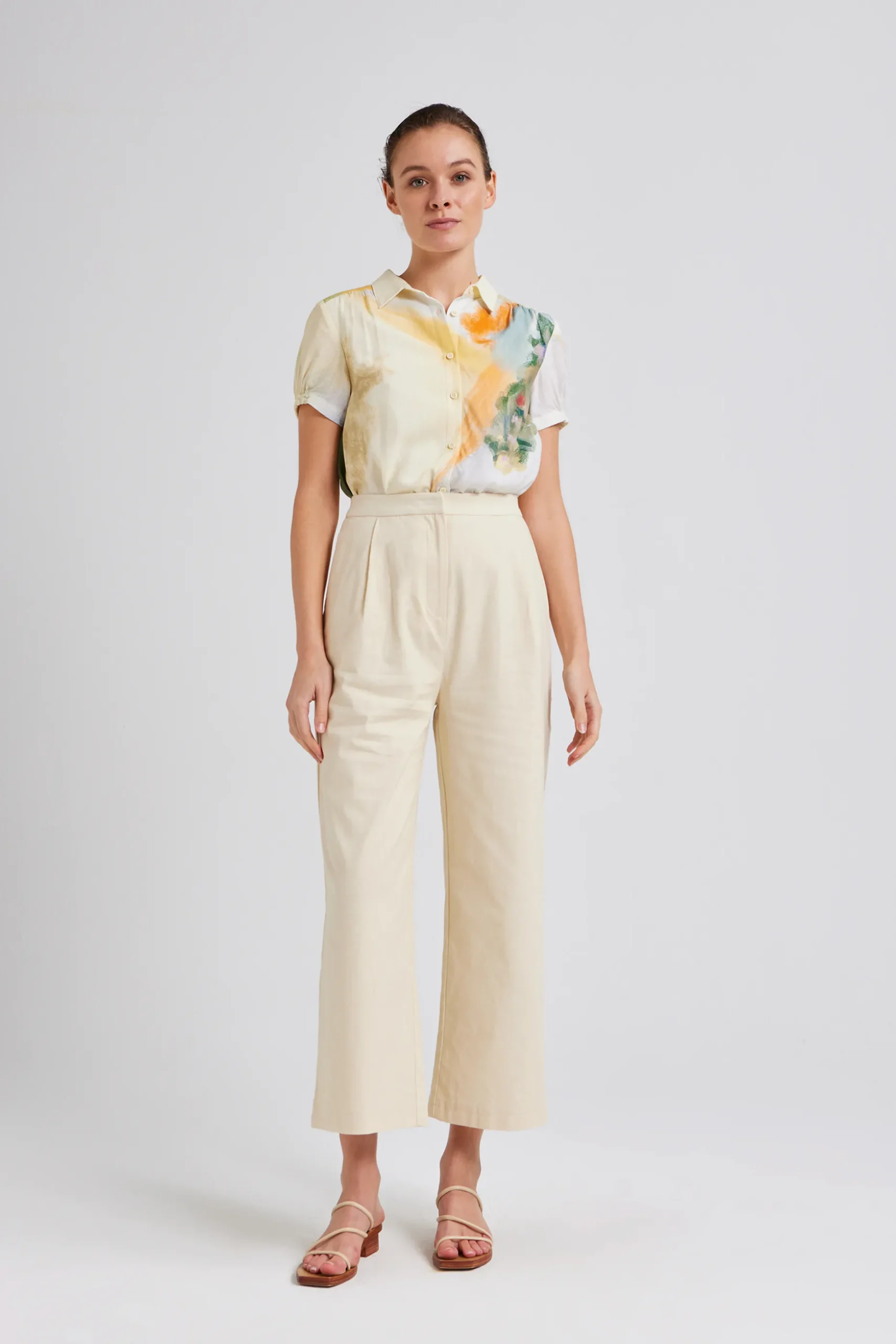 Soleil Gathered Puff-Sleeve Top