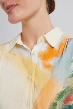 Soleil Gathered Puff-Sleeve Top