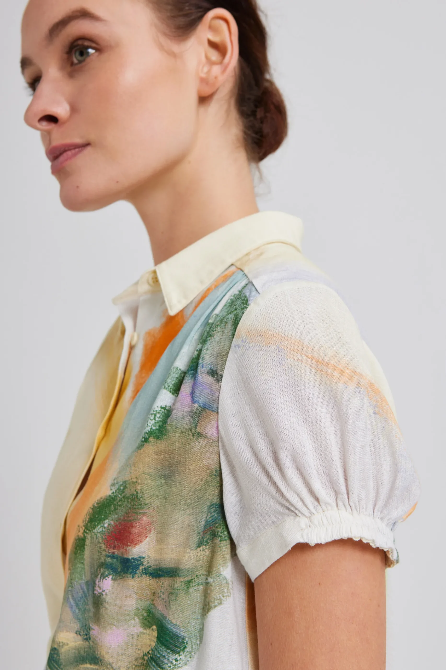 Soleil Gathered Puff-Sleeve Top