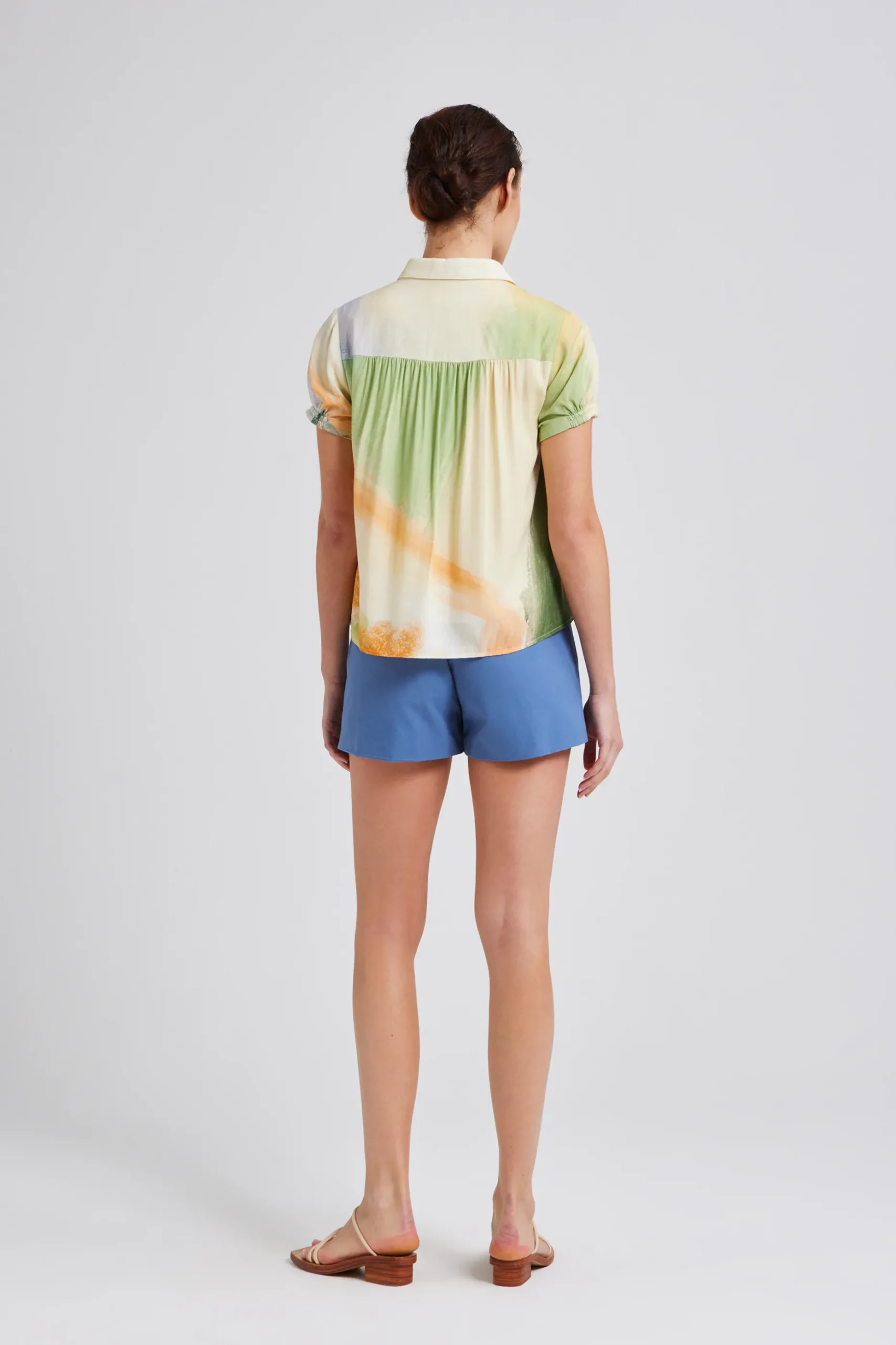 Soleil Gathered Puff-Sleeve Top