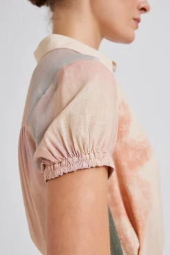 Soleil Gathered Puff-Sleeve Top