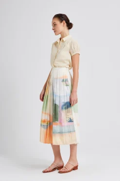 Soleil Pleated Midi Skirt