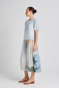 Soleil Rayon Puff Sleeve Dress