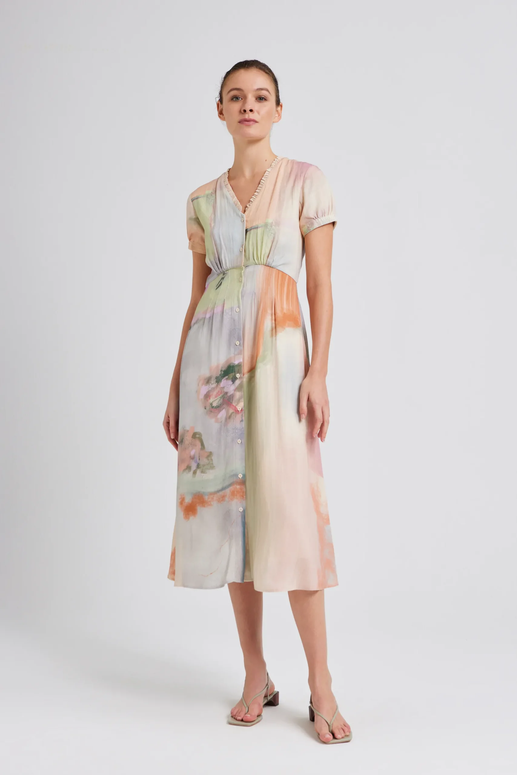 Soleil Ruffle Collar Midi Dress