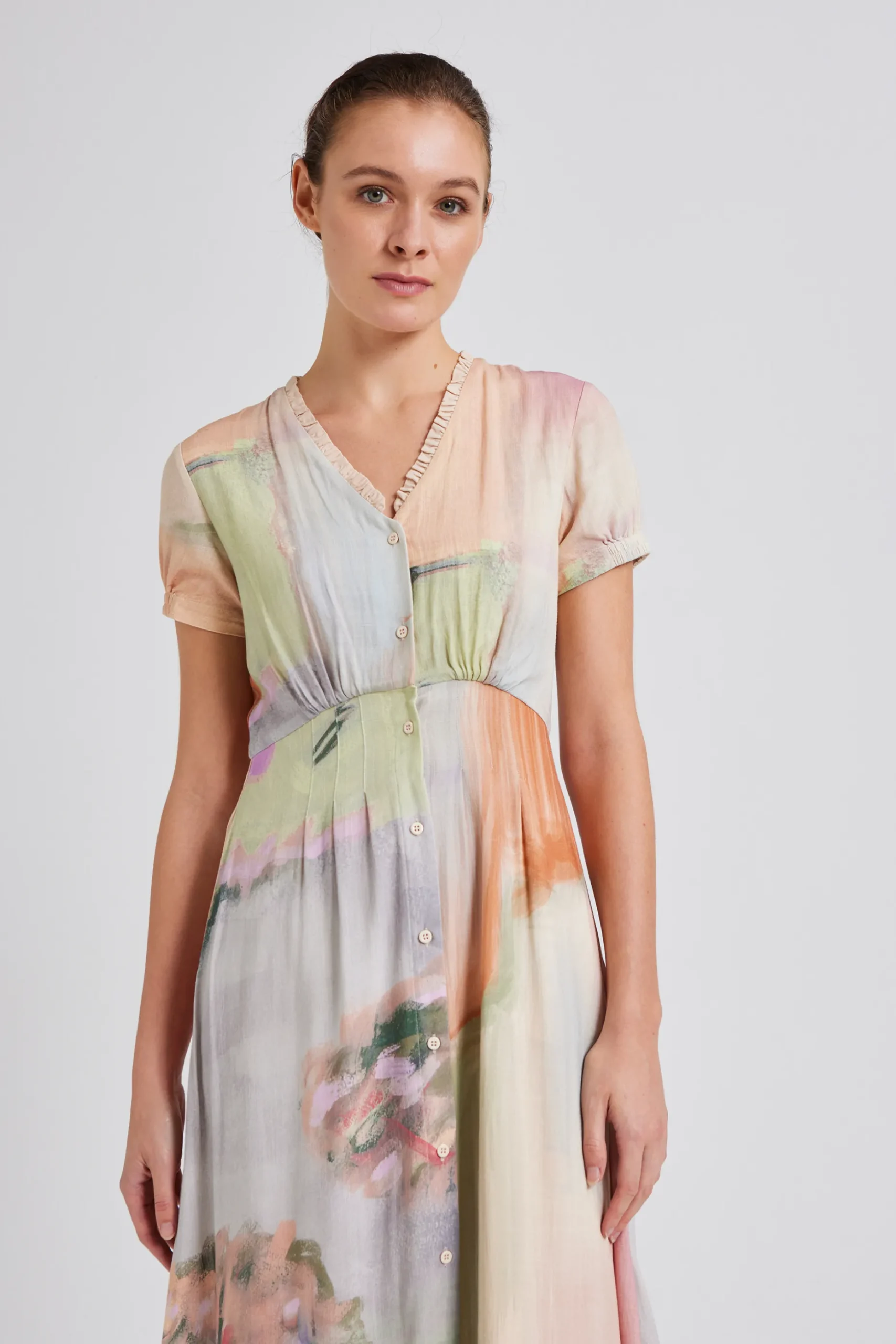 Soleil Ruffle Collar Midi Dress