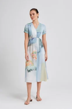 Soleil Ruffle Collar Midi Dress