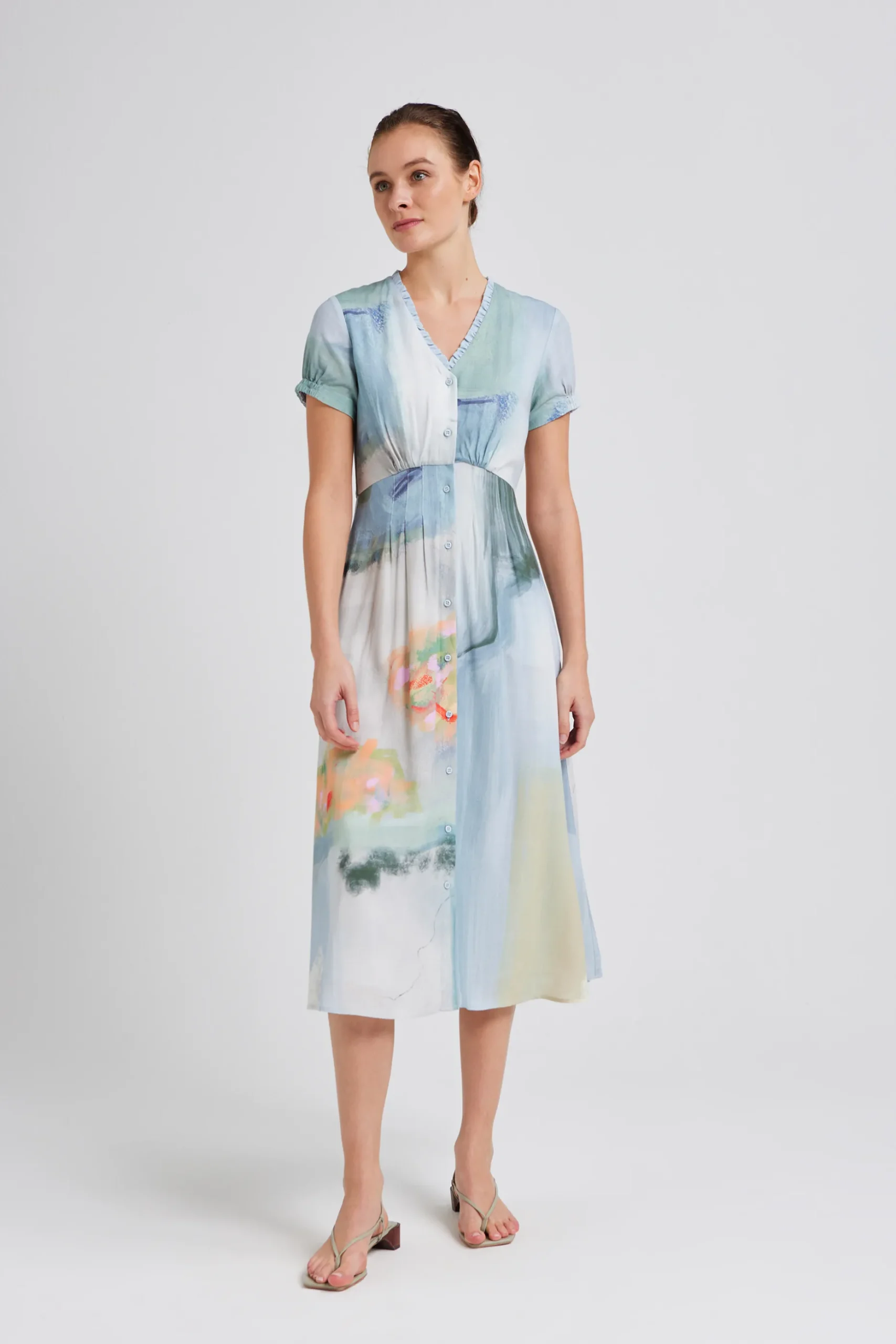 Soleil Ruffle Collar Midi Dress
