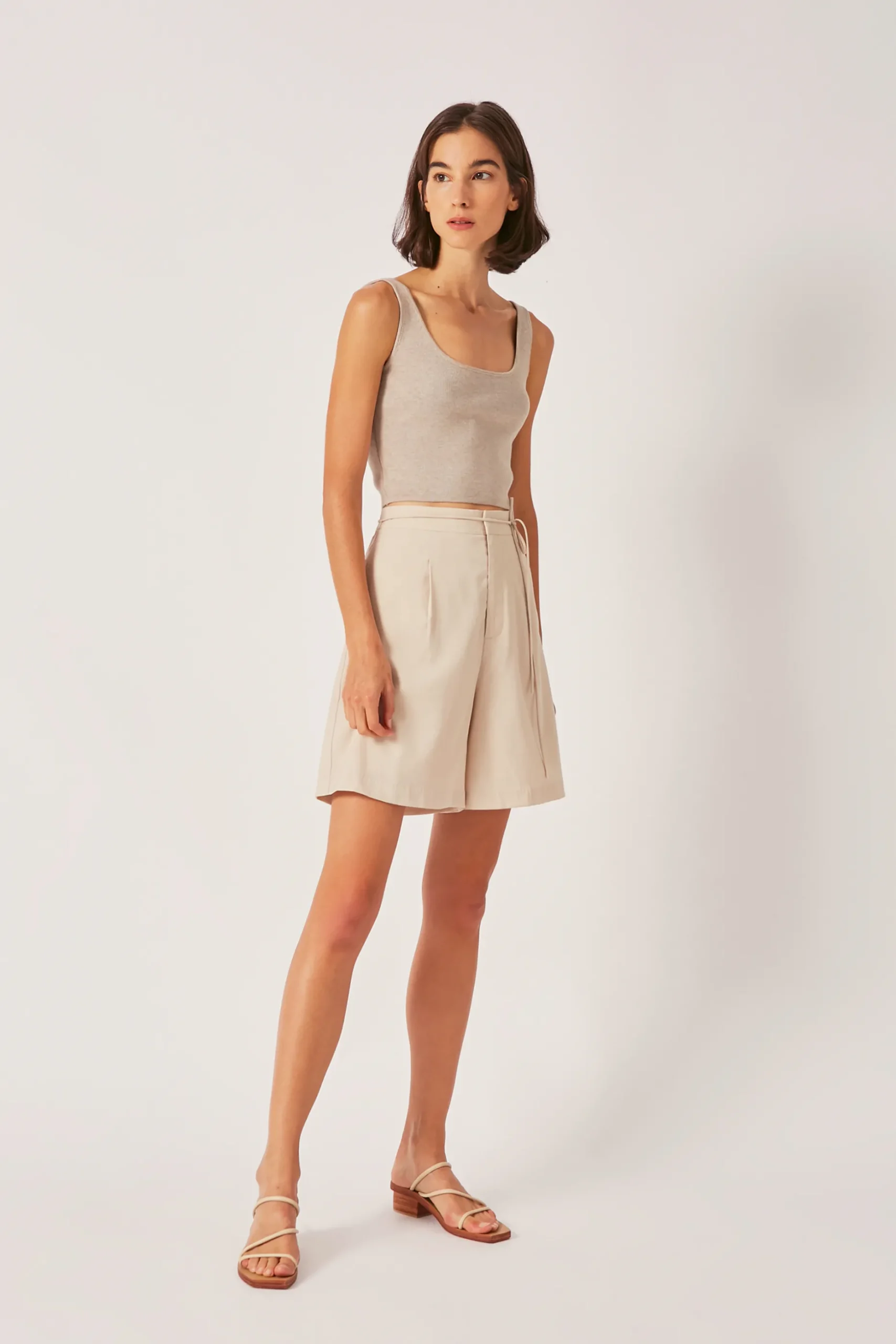 Square-Neck Knit Crop Top