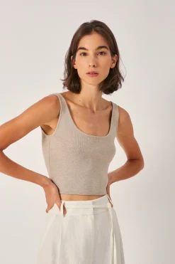 Square-Neck Knit Crop Top