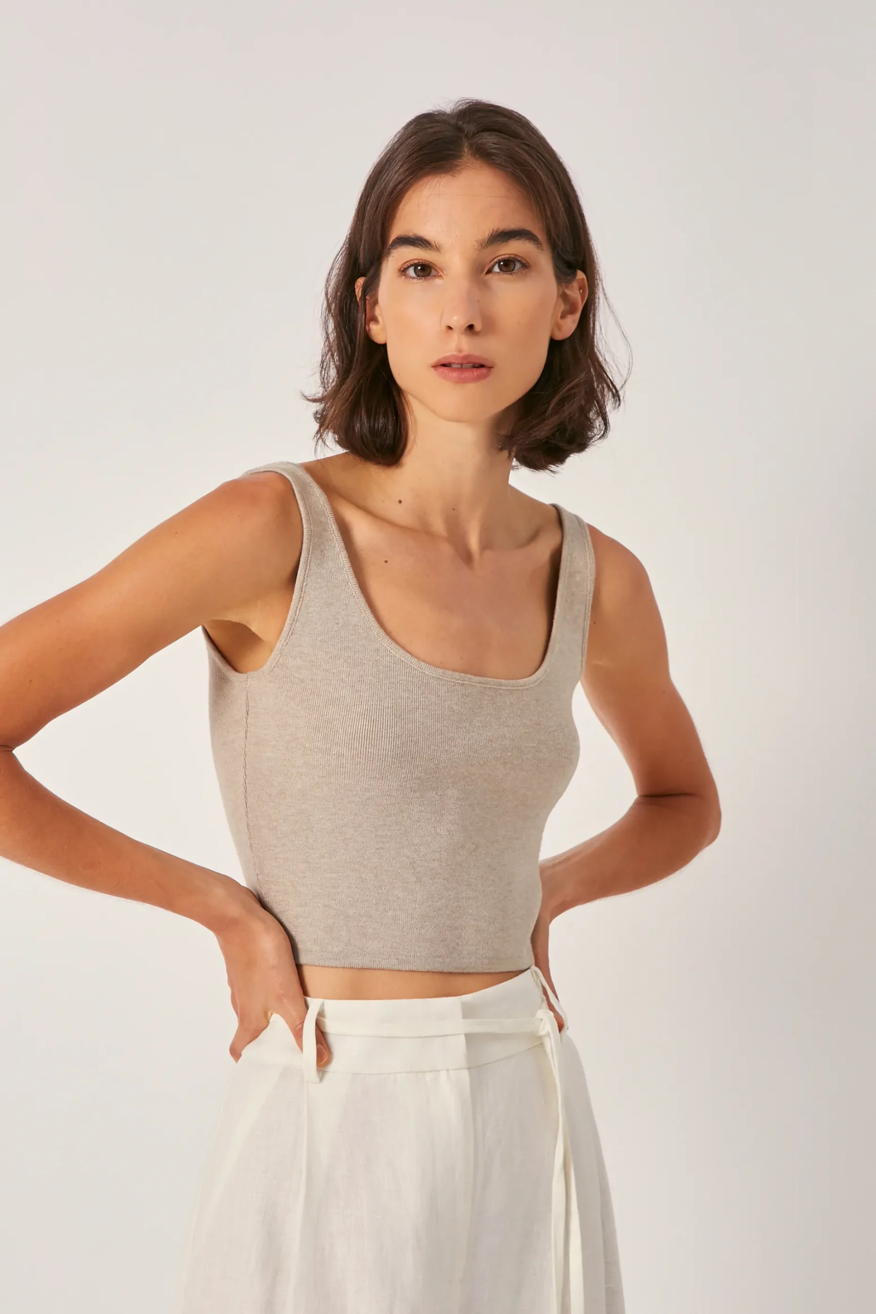 Square-Neck Knit Crop Top
