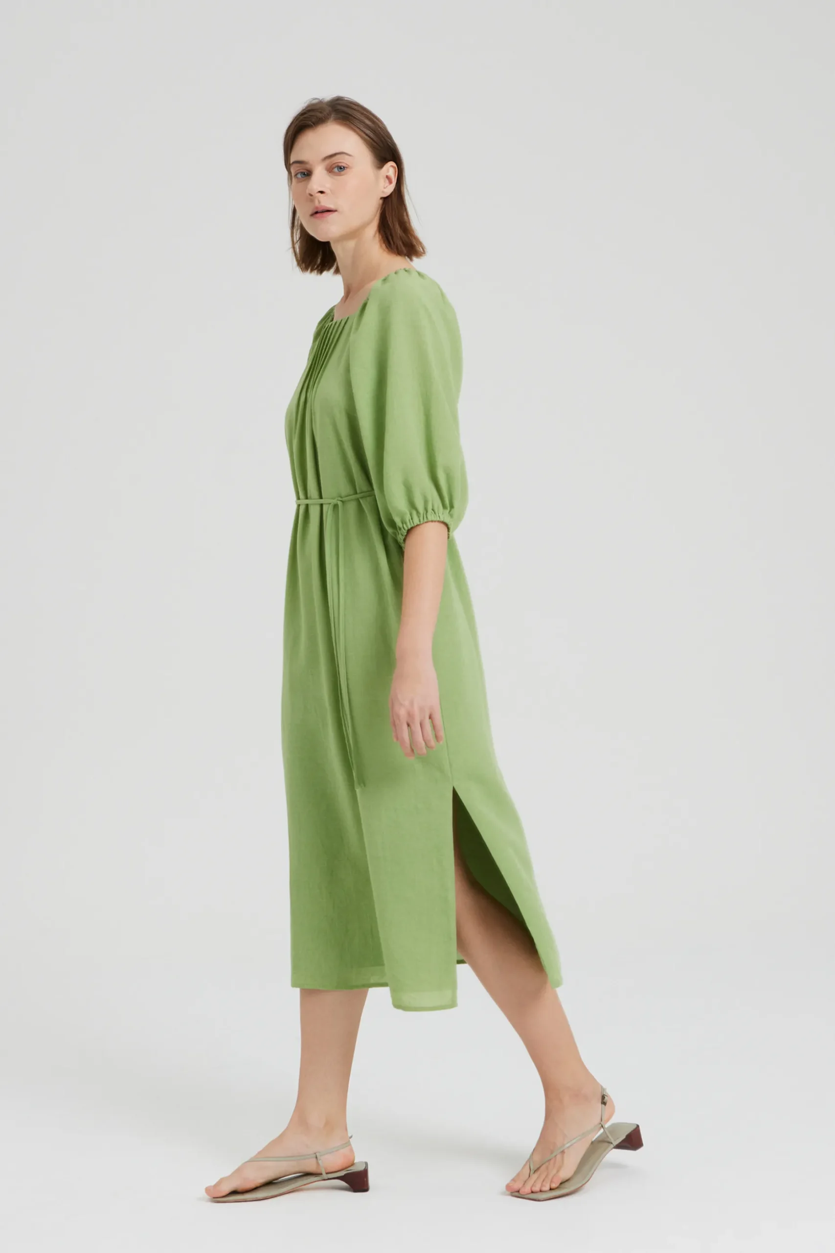 Square-Neck Pintuck Dress