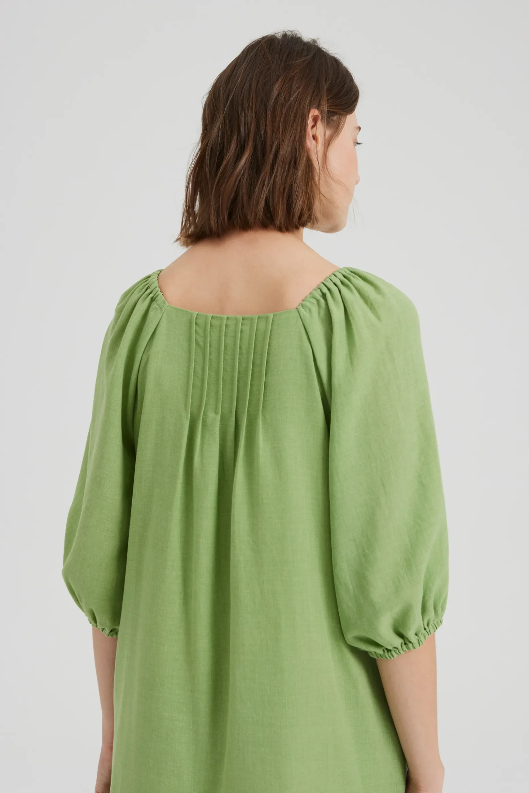 Square-Neck Pintuck Dress