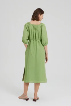Square-Neck Pintuck Dress