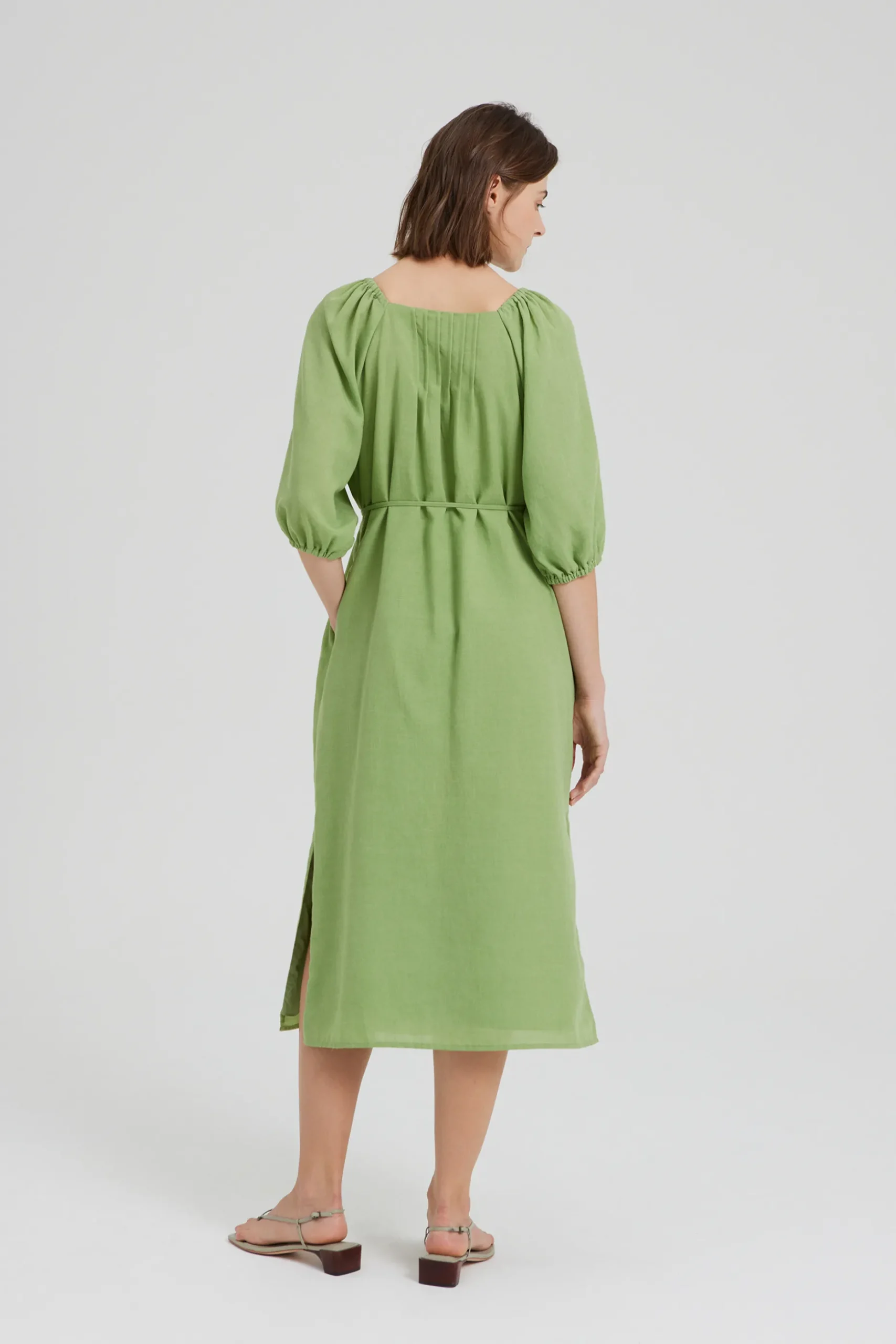Square-Neck Pintuck Dress