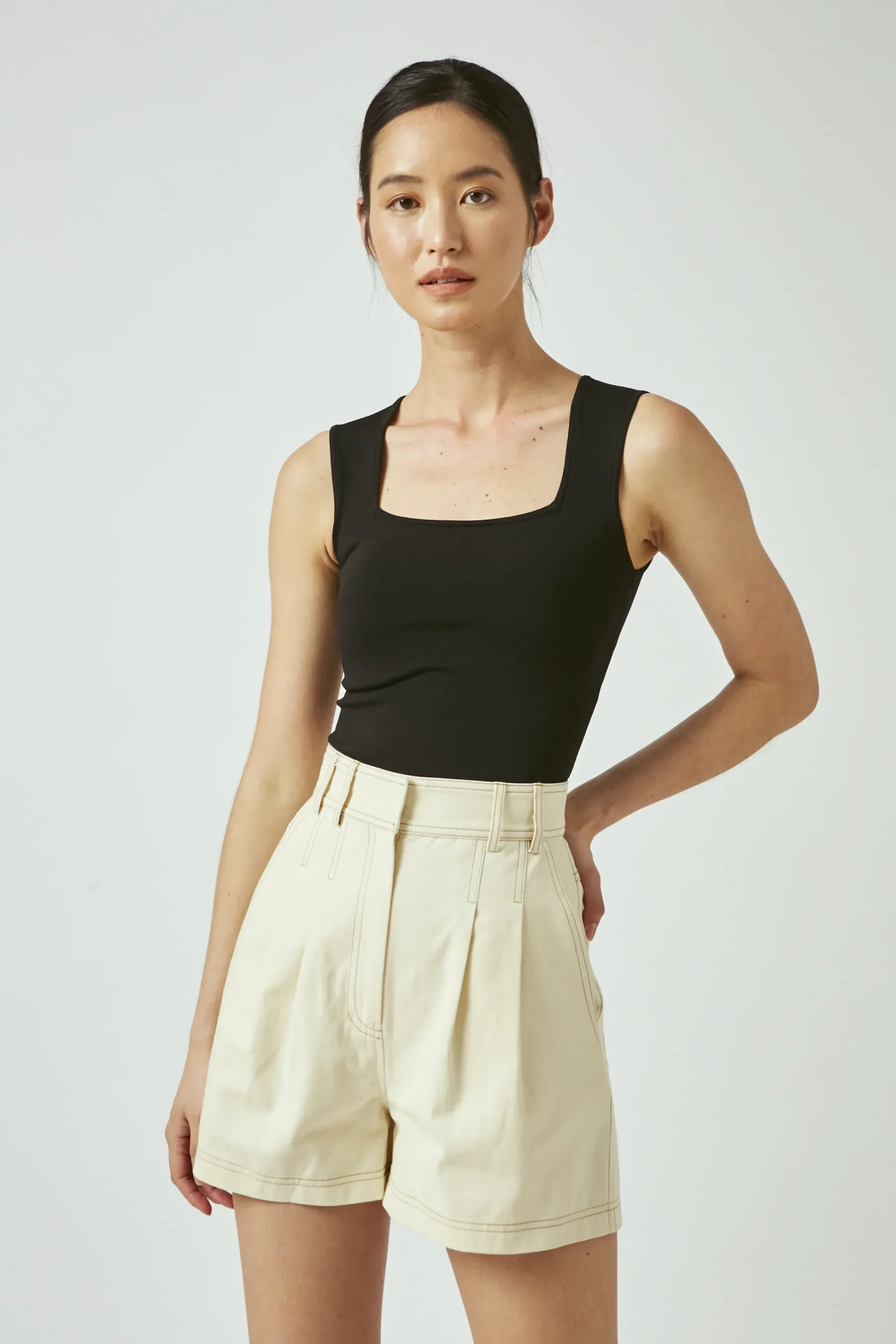 Straight-Neck Knit Top
