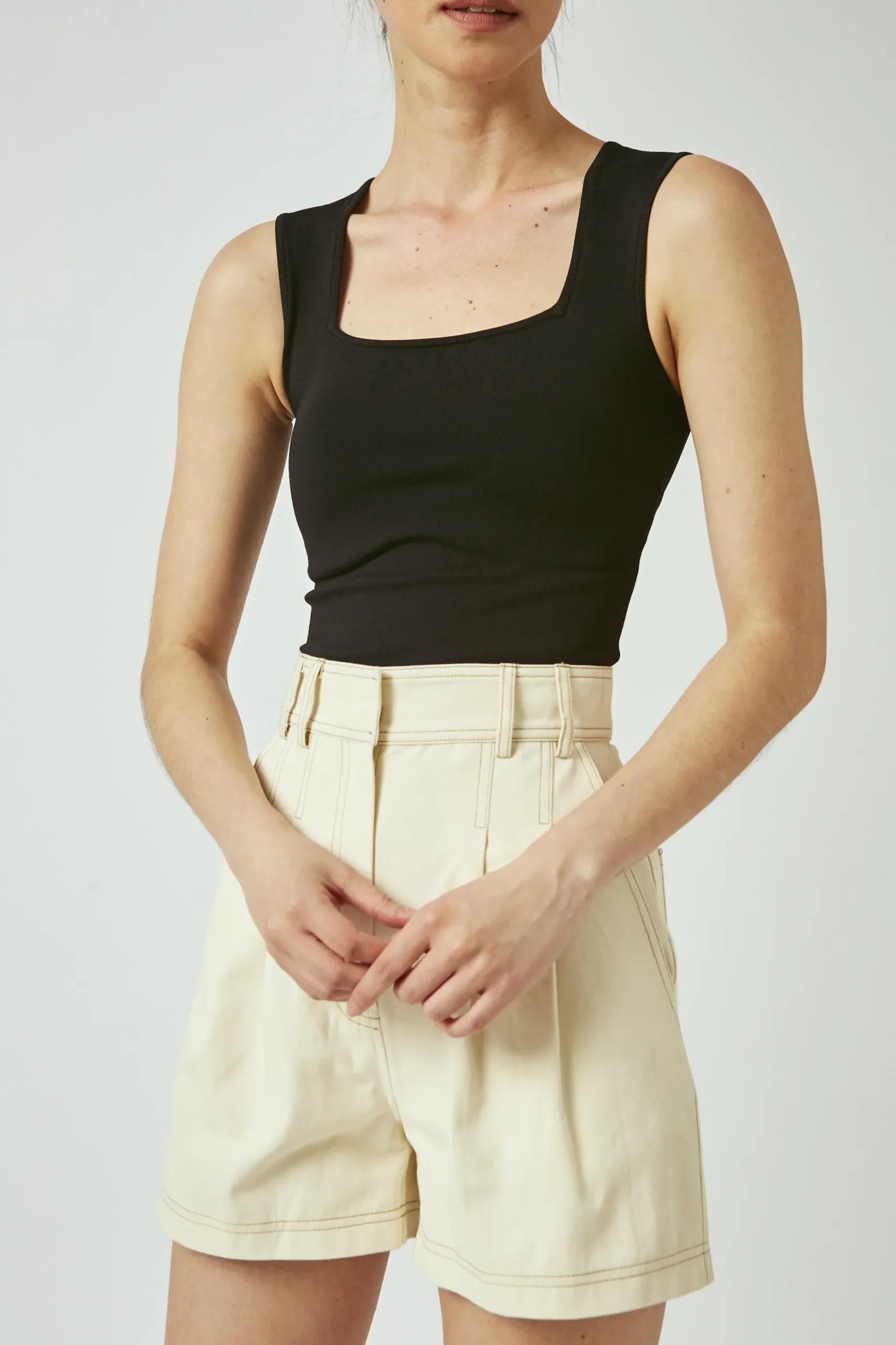 Straight-Neck Knit Top