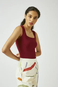 Straight-Neck Knit Top