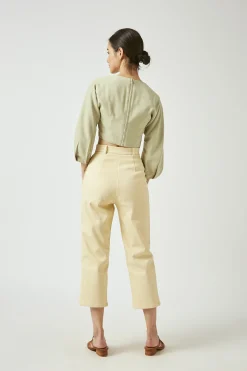Straight-Neck Rayon Blouse