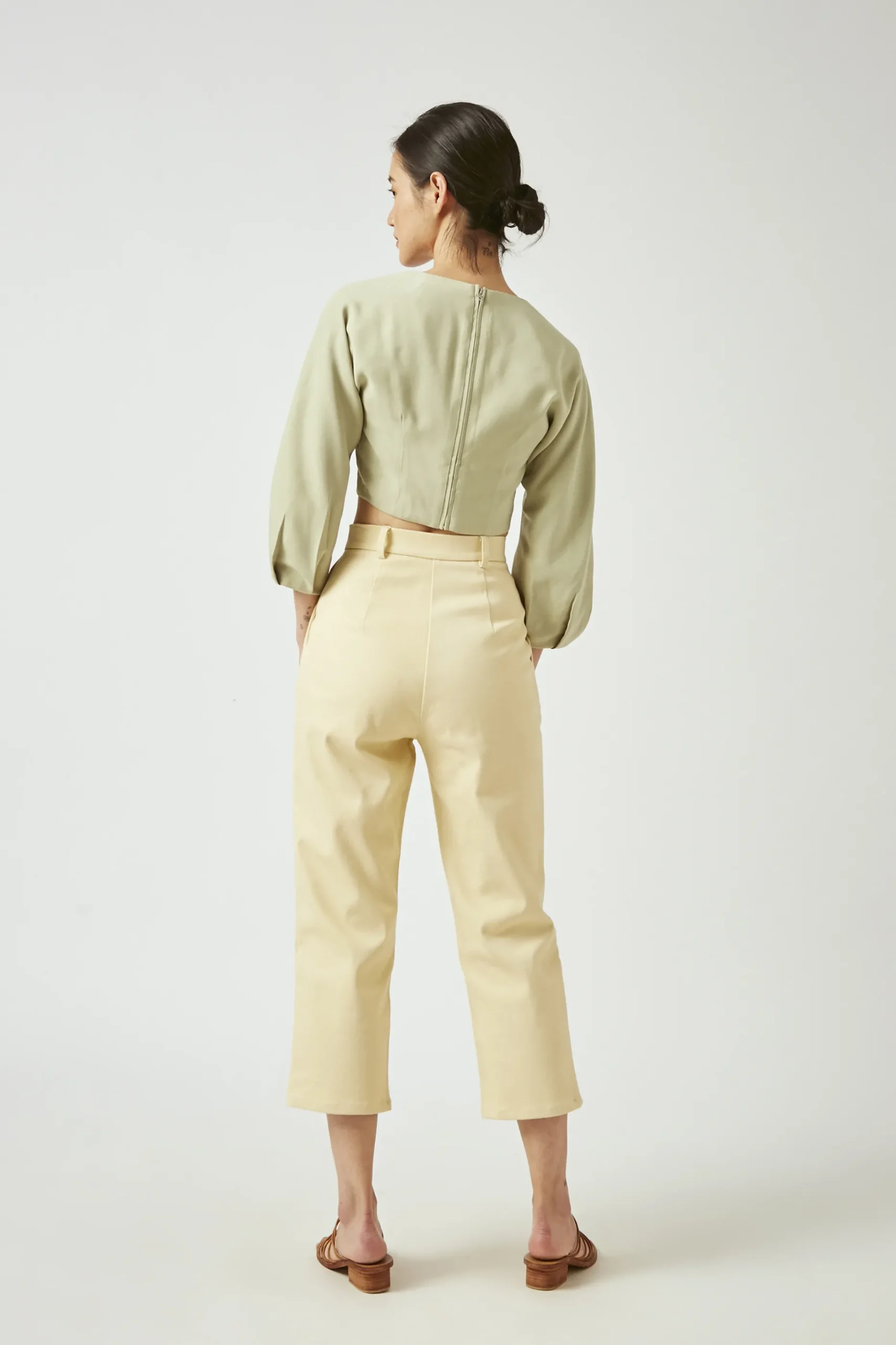 Straight-Neck Rayon Blouse