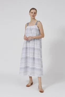 Stripe Gathered Tent Dress