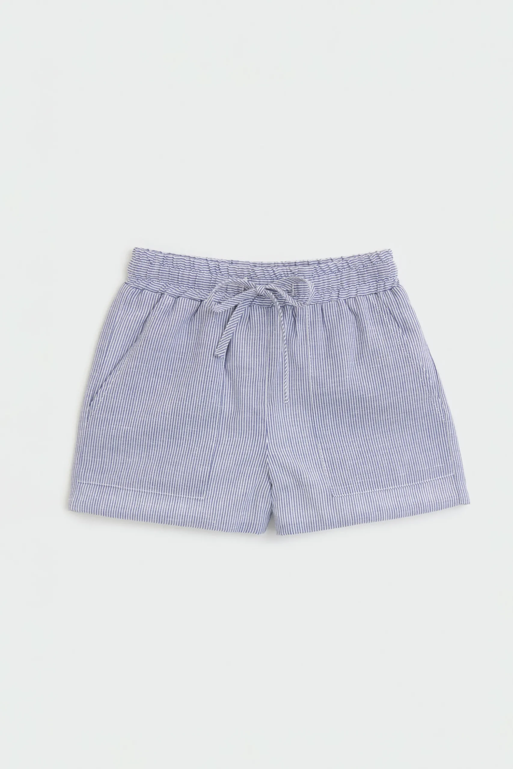 Striped Cotton Drawstring Shorts