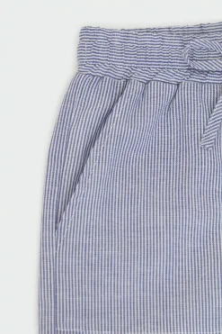 Striped Cotton Drawstring Shorts