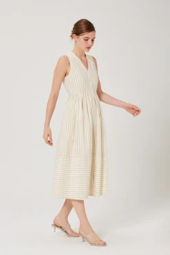 Striped Cotton Midi Dress