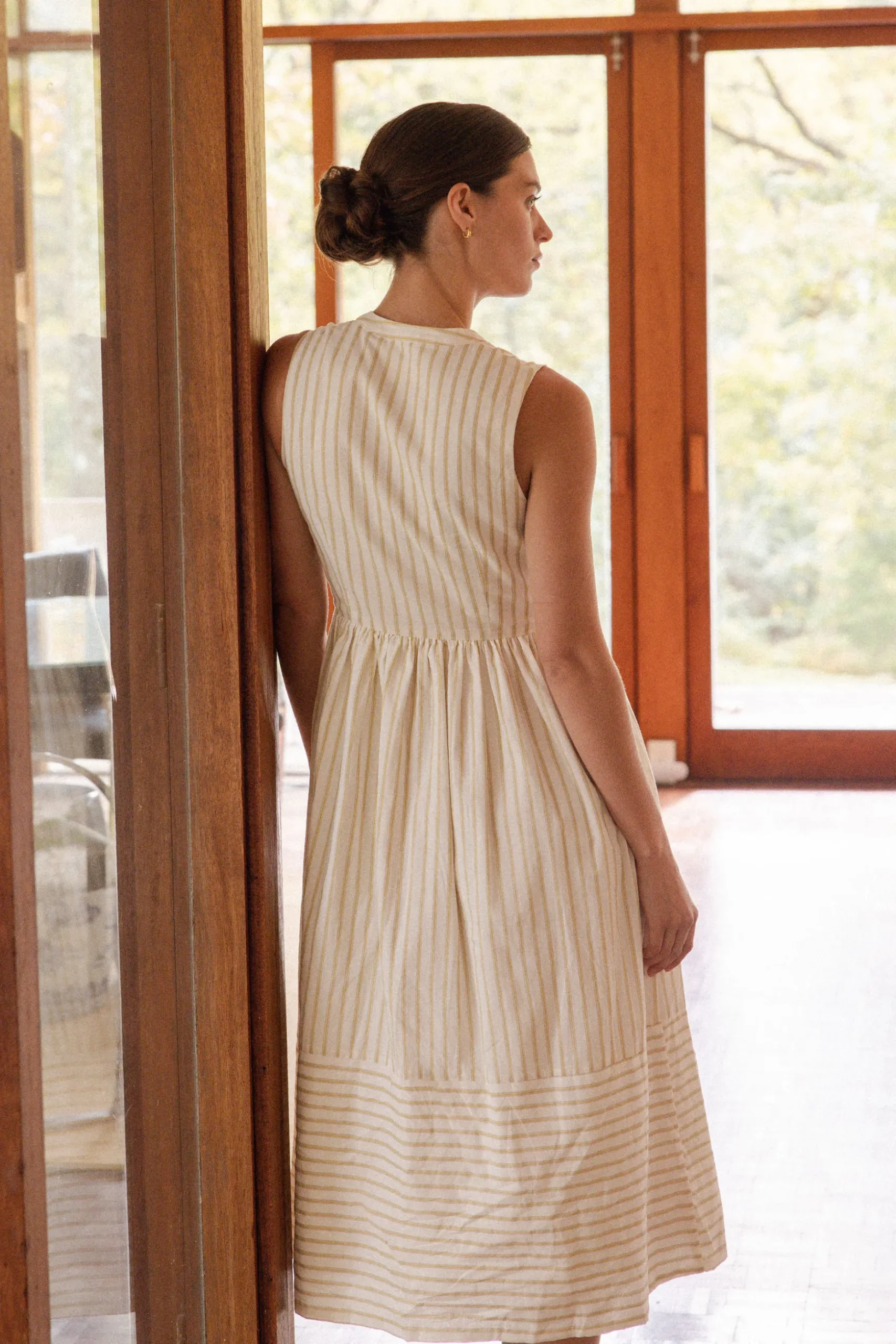Striped Cotton Midi Dress