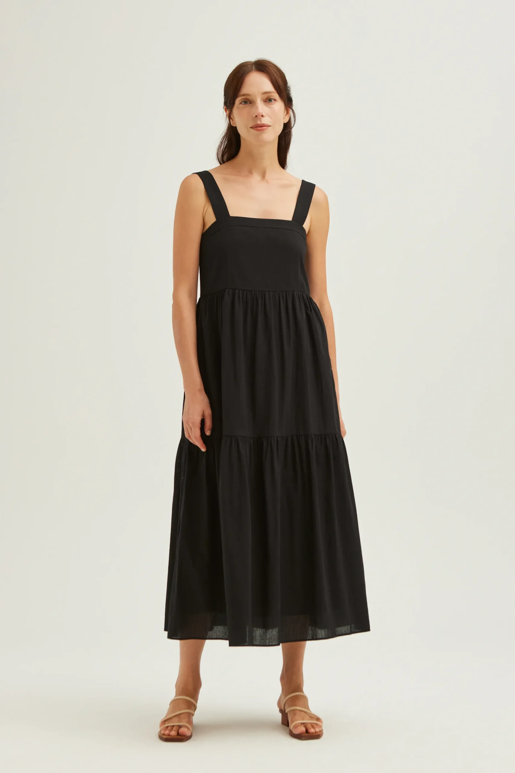 Striped Cotton Tiered Dress