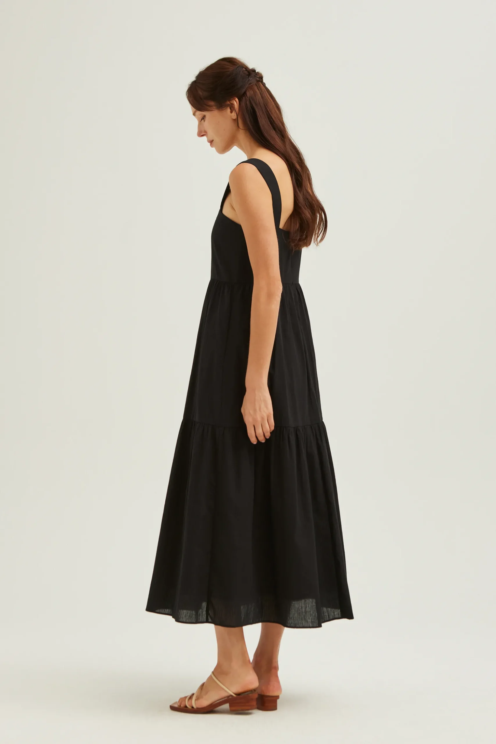 Striped Cotton Tiered Dress