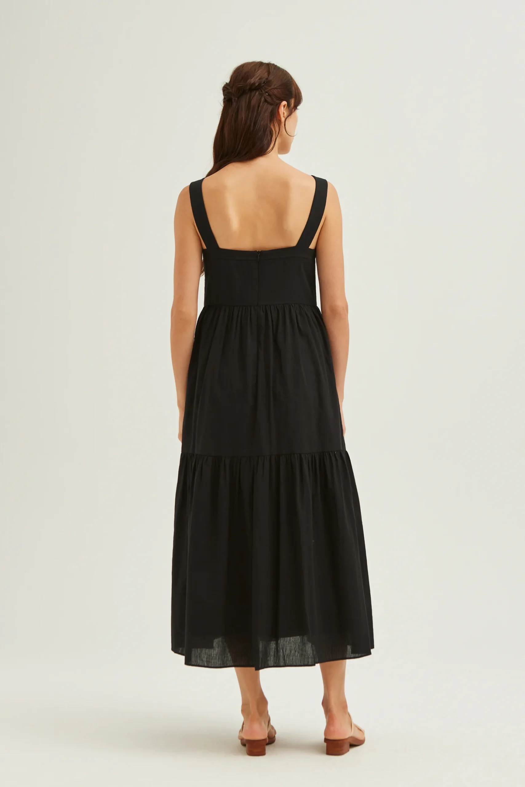 Striped Cotton Tiered Dress