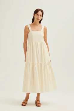 Striped Cotton Tiered Dress
