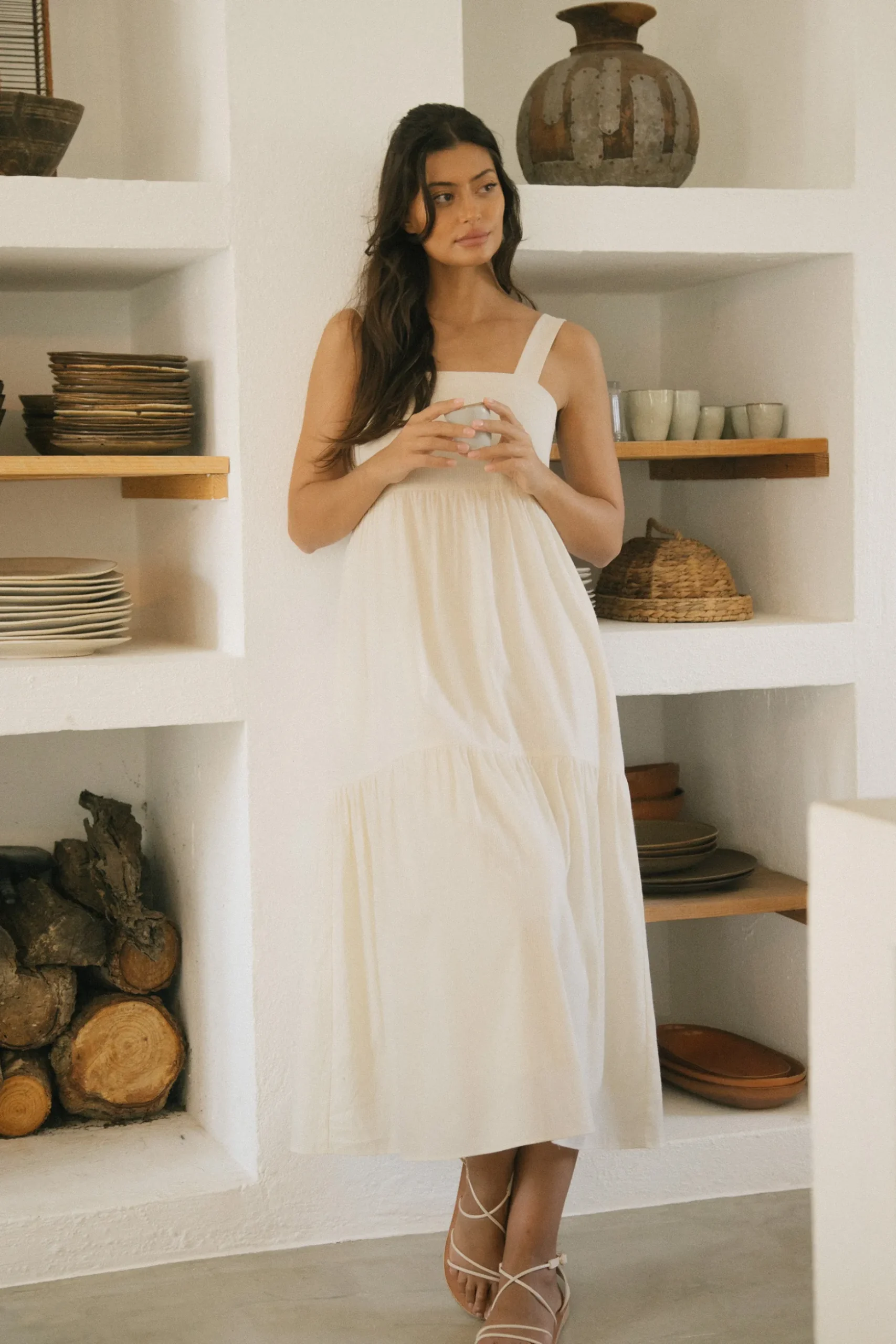 Striped Cotton Tiered Dress