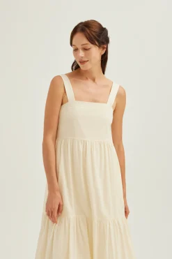 Striped Cotton Tiered Dress