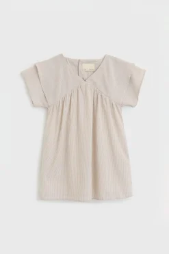 Striped Flutter Sleeve Dress