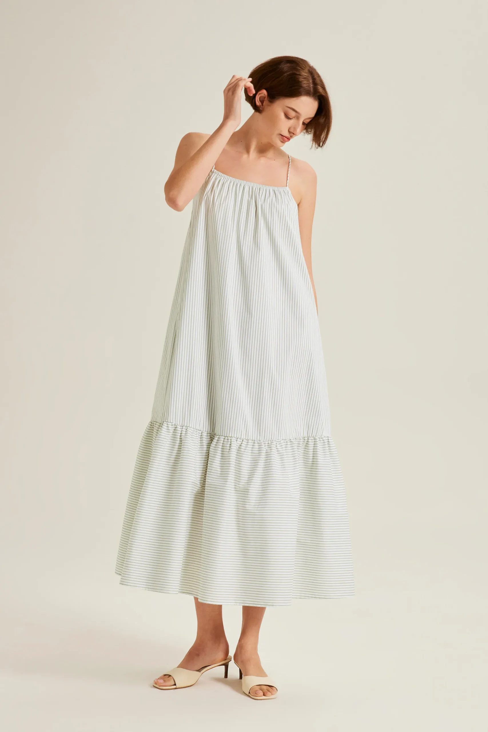 Striped Gathered Maxi Tent Dress