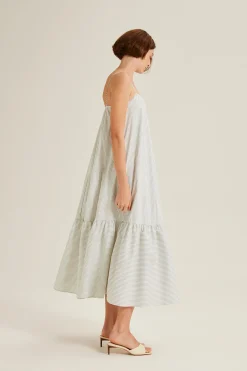 Striped Gathered Maxi Tent Dress