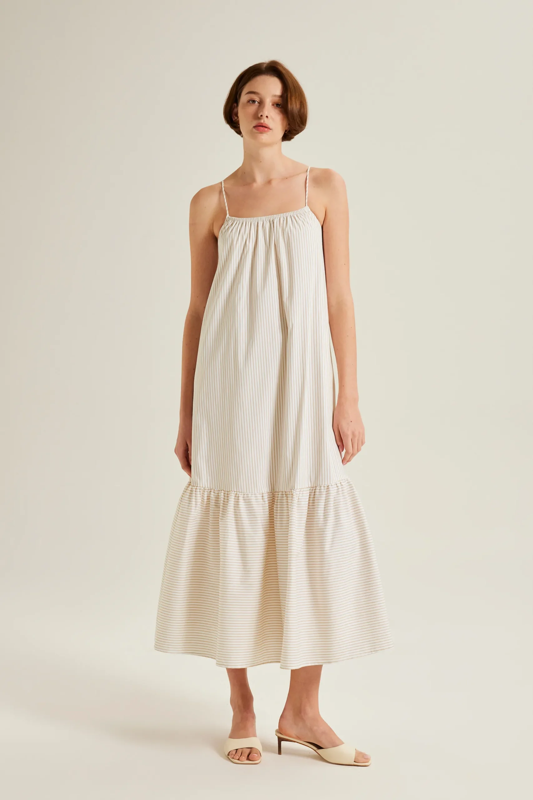 Striped Gathered Maxi Tent Dress