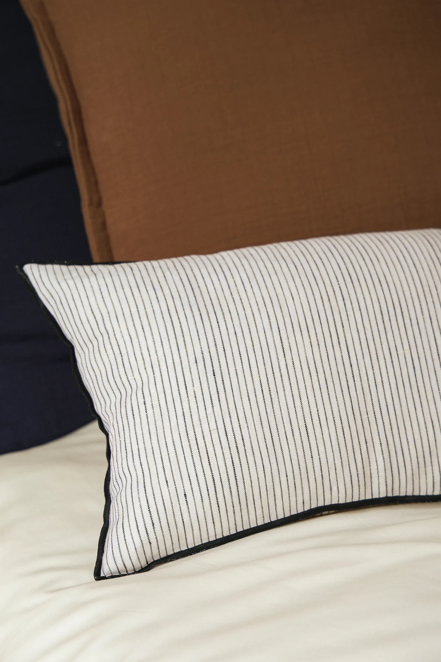 Striped Linen Lumbar Cushion Cover