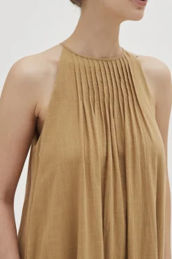 Textured Cotton Pleat Midi Dress