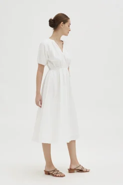 Textured Cotton Puff-Sleeve Dress