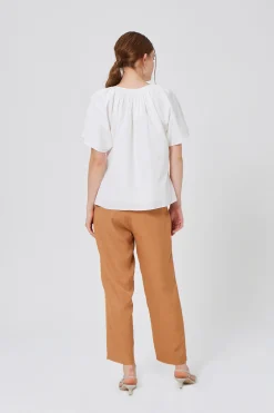Textured Cotton Smocked Blouse