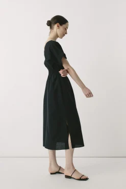 Textured Cotton V-Neck Dress