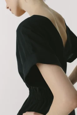 Textured Cotton V-Neck Dress