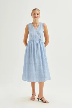 Textured Cotton Wrap Dress