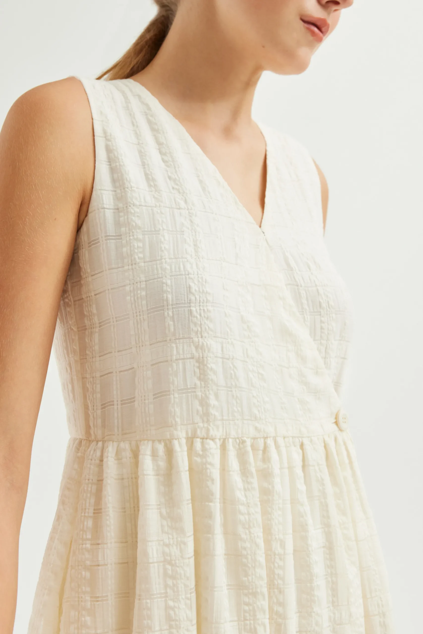 Textured Cotton Wrap Dress