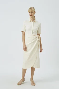Textured Cotton Wrap Dress