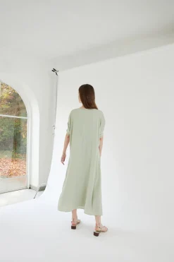 Textured Gathered Sleeve Kaftan